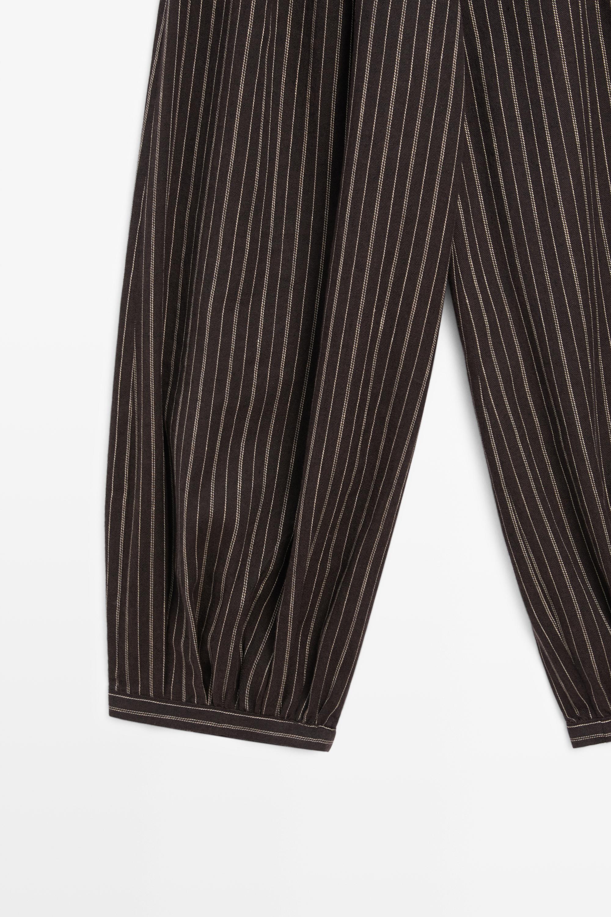Striped sarouel trousers with cummerbund detail